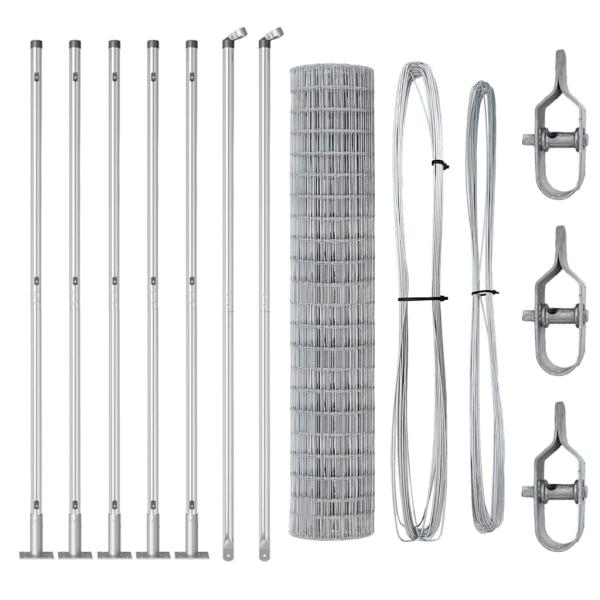 Euro Zaun mit 7 Flanschpfosten 1,6 x 10 m galvanisierter Stahl