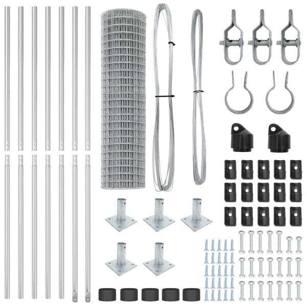 ARDEBO.de - Euro Zaun mit 13 Flanschpfosten 0.8x25 m verzinkter Stahl