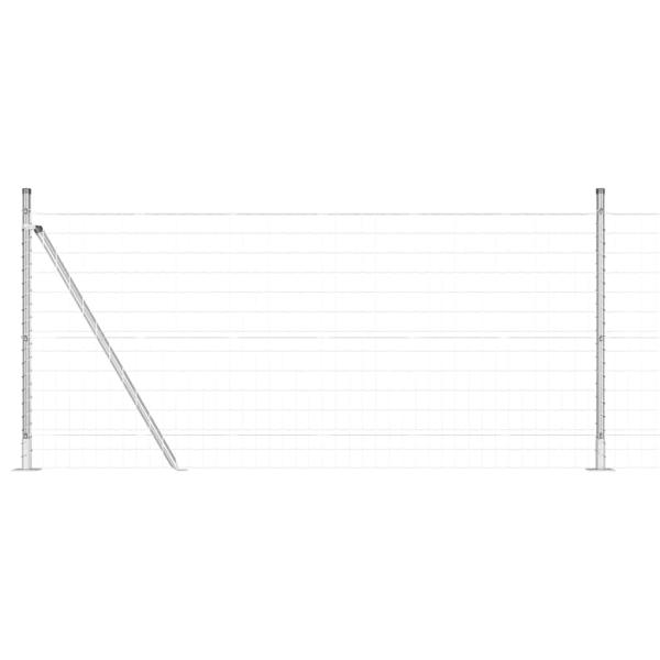 Euro Zaun mit 13 Flanschpfosten 0,8x25 m Verzinkter Stahl