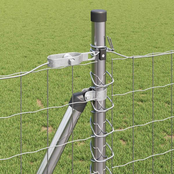 Euro Zaun mit 13 Flanschpfosten 0,8x25 m Verzinkter Stahl