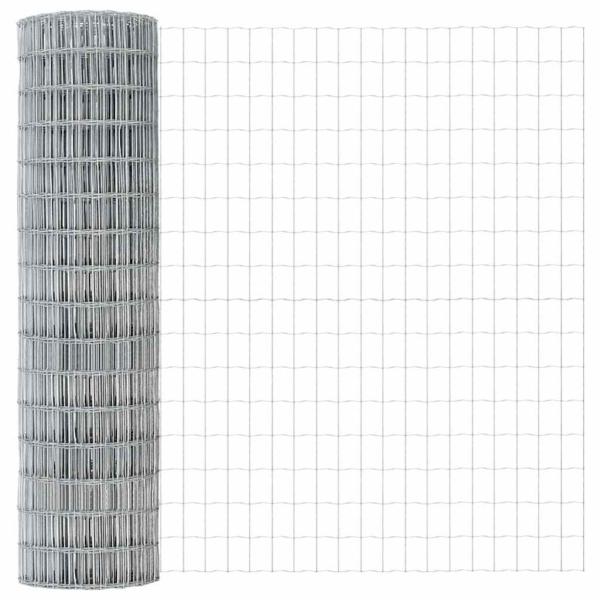 Eurozaun mit 13 Flanschpfählen 1x25 m Galvanisierter Stahl
