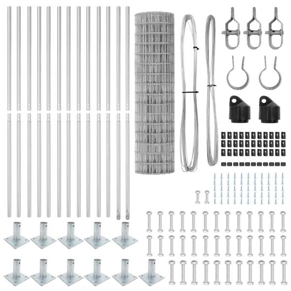 Eurozaun mit 13 Flanschpfählen 1x25 m Galvanisierter Stahl