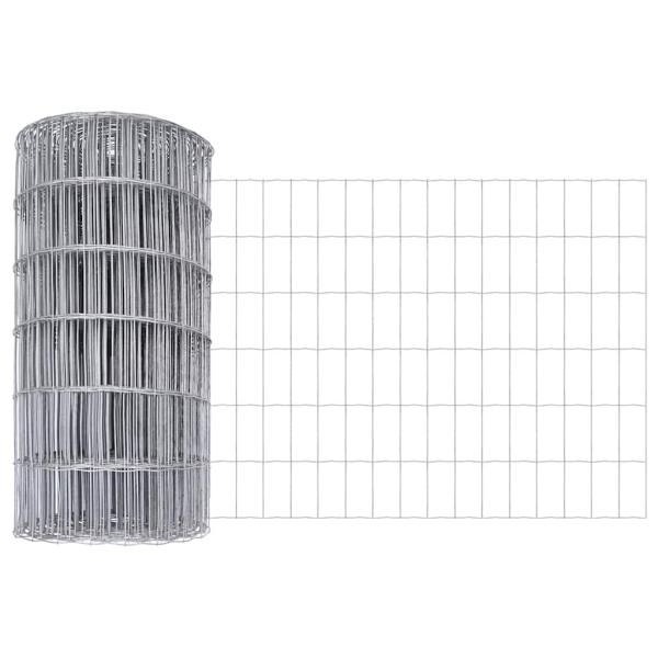 Euro Zaun mit 13 Flanschpfosten 0,6x25 m Galvanisierter Stahl
