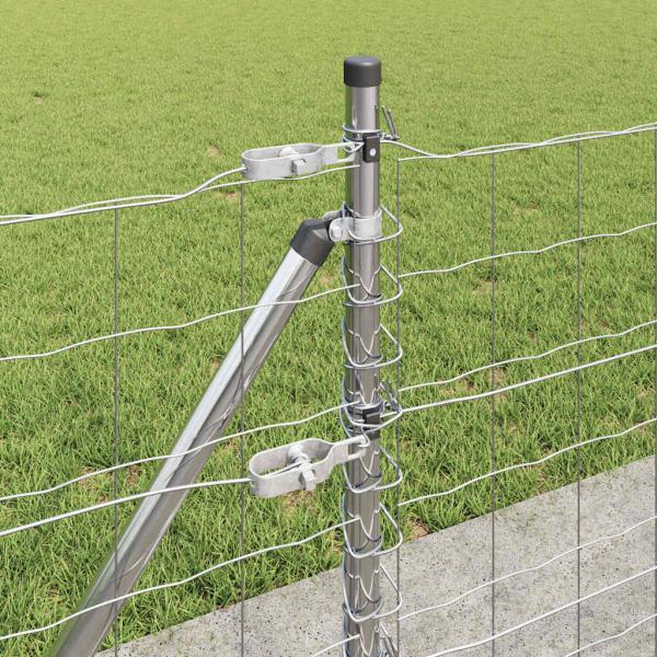 Euro-Zaun mit 13 Flanschpfosten 0.4x25 m verzinkter Stahl