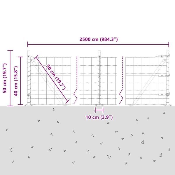 Euro-Zaun mit 13 Flanschpfosten 0.4x25 m verzinkter Stahl