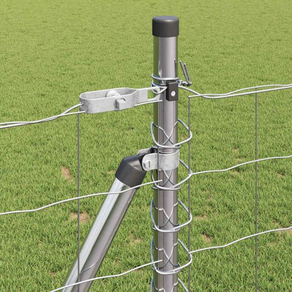 Euro Zaun mit 13 flanschbaren Pfosten 0,8x25 m Verzinkter Stahl