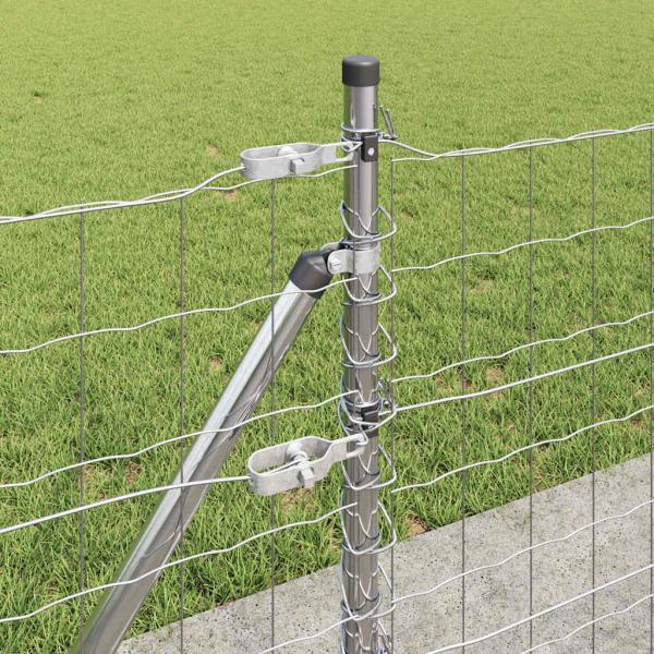 Euro Zaun mit 13 Flanschpfosten 0.4x50 m verzinktem Stahl