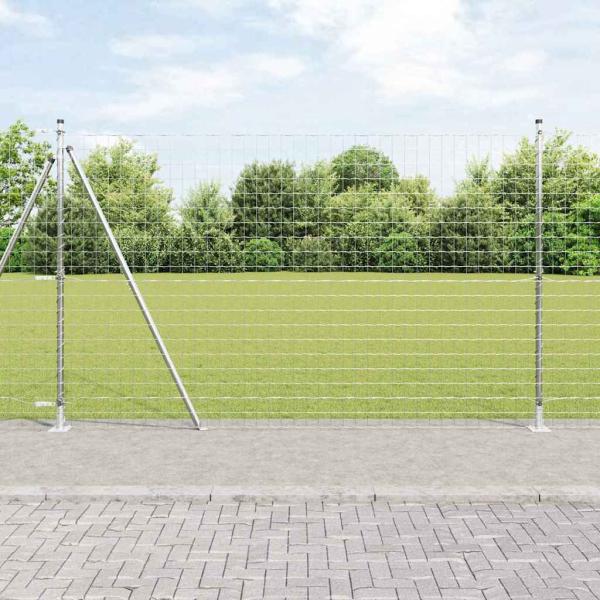 Euro Zaun mit 7 Flanschpfosten 1,4x10 m Galvanisierter Stahl