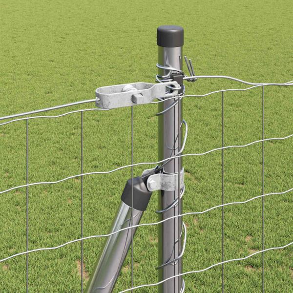 Euro Zaun mit 7 Flanschpfosten 1,4x10 m Galvanisierter Stahl