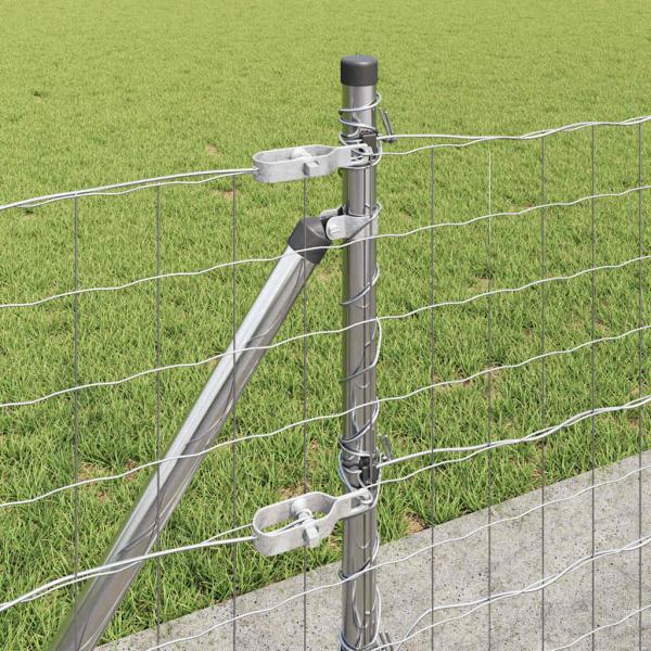 Euro-Zaun mit Betonsockel 25 x 0,6 m Verzinkter Stahl Silber