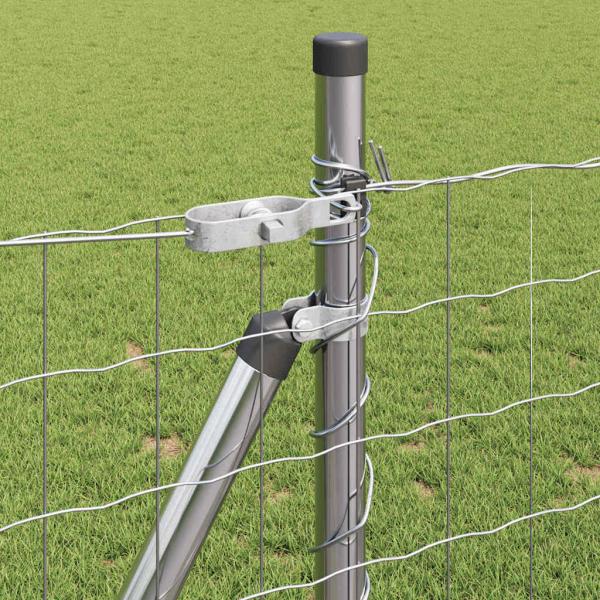 Euro Zaun mit 13 Flanschpfosten 0,8x25 m Verzinkter Stahl