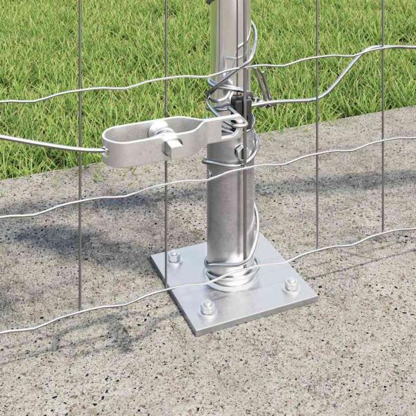 Euro Zaun mit 13 Flanschpfosten 1x25 m Verzinkter Stahl