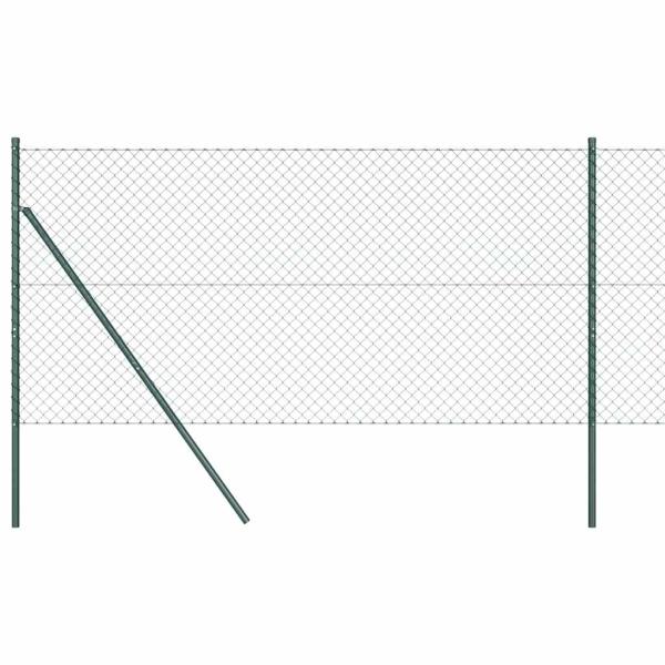 Kettenzaun mit 7 Pfosten 1,5 x 10 m aus galvanisiertem Stahl in Grün