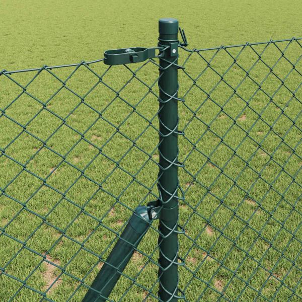 Kettenzaun mit 7 Pfosten 1,5 x 10 m aus galvanisiertem Stahl in Grün