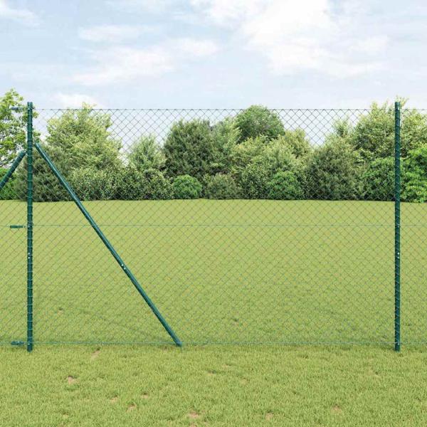 ARDEBO.de - Kettenzaun mit 7 Pfosten 1.6x10 m Verzinkter Stahl Grün