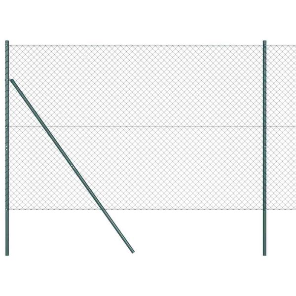 Kettenzaun mit 7 Pfosten 1.6x10 m Verzinkter Stahl Grün