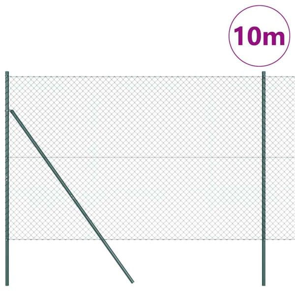 Kettenzaun mit 7 Pfosten 1.6x10 m Verzinkter Stahl Grün