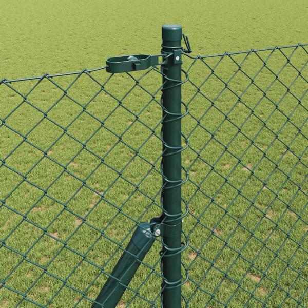Kettenzaun mit 7 Pfosten 1.6x10 m Verzinkter Stahl Grün