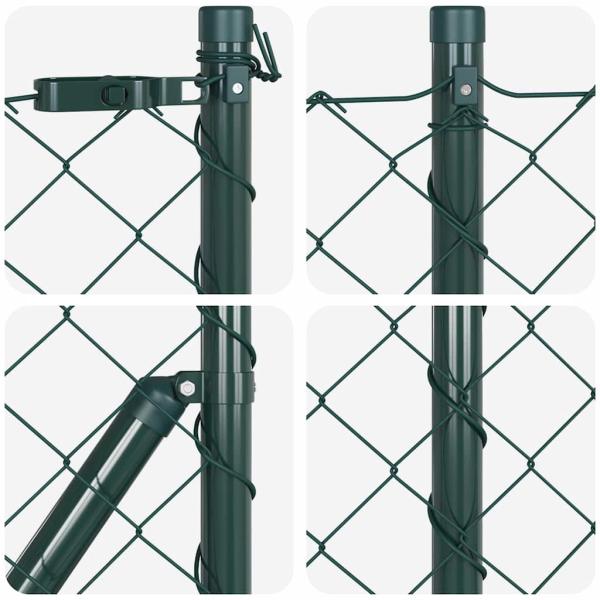 Drahtzaun mit 7 Pfosten 0.6x10 m verzinkter Stahl grün