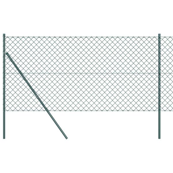 Maschendrahtzaun mit 7 Pfosten 1,2x10 m Galvanisierter Stahl Grün