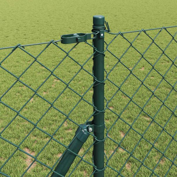 Stahlzaun mit 7 Pfosten 1.4x10 m Verzinkter Stahl Grün