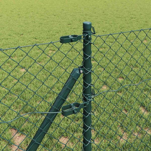 Drahtzaun mit 13 Pfosten 0,8x25 m verzinkter Stahl Grün