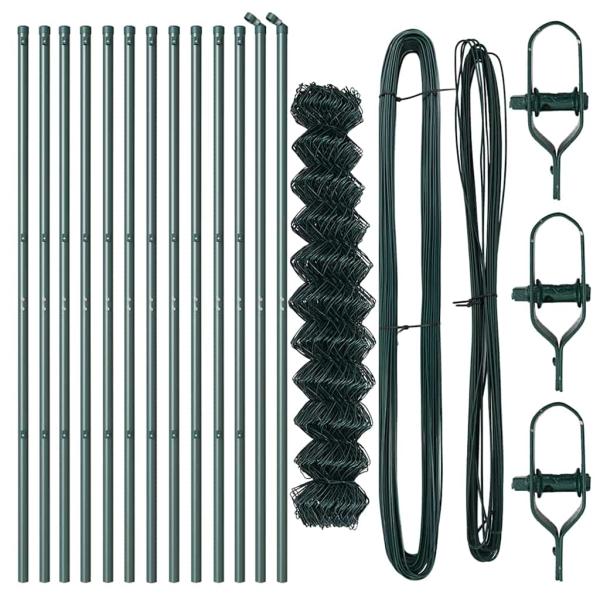 Kettensägenzaun 2er Set Grün Pulverbeschichteter Stahl 1 x 25 m