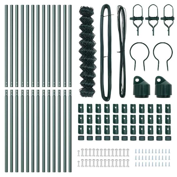 Kettensägenzaun 2er Set Grün Pulverbeschichteter Stahl 1 x 25 m