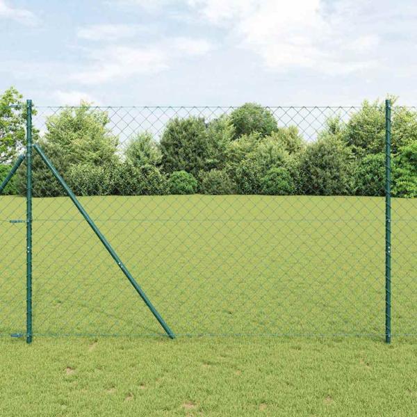 ARDEBO.de - Kettengliedzaun Set von 2 Grün Galvanisierter Stahl 1,5 x 25 m