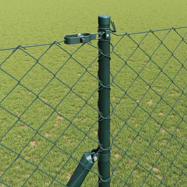 Kettengliedzaun Set von 2 Grün Galvanisierter Stahl 1,5 x 25 m