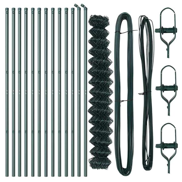 Kettengliedzaun Set von 2 Grün Galvanisierter Stahl 1,5 x 25 m