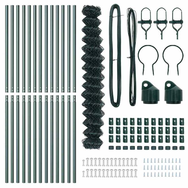 Kettengliedzaun Set von 2 Grün Galvanisierter Stahl 1,5 x 25 m