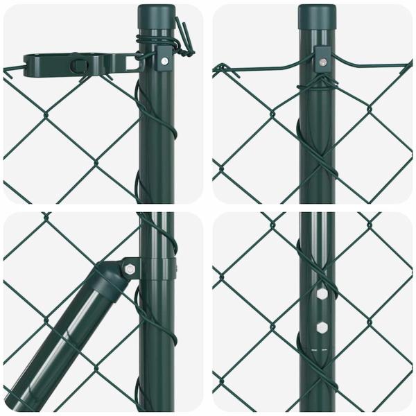 Kettengliedzaun Set von 2 Grün Galvanisierter Stahl 1,5 x 25 m