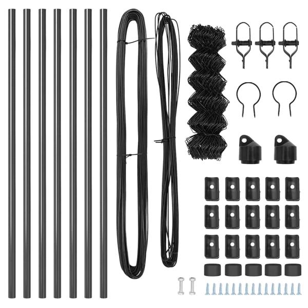 Drahtzaun mit 7 Pfosten 0.6x10 m galvanisierter Stahl Grau