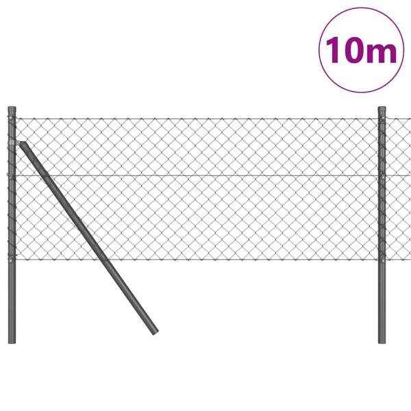Bodenmontierter Maschendrahtzaun 10 x 0,8 m Grau Netz