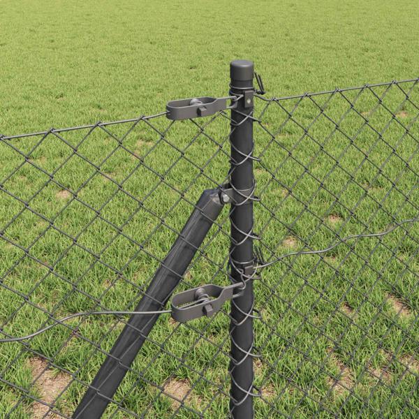 Bodenmontierter Maschendrahtzaun 10 x 0,8 m Grau Netz