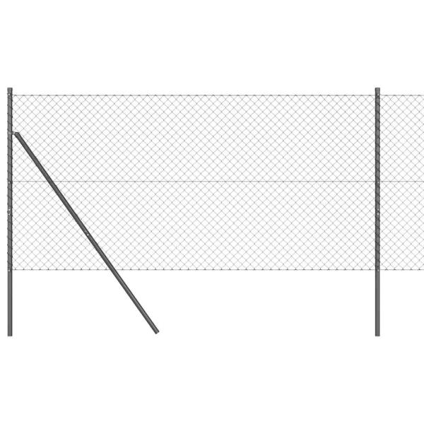 Kettenzaun mit 7 Pfosten 1x10 m Verzinkter Stahl Grau