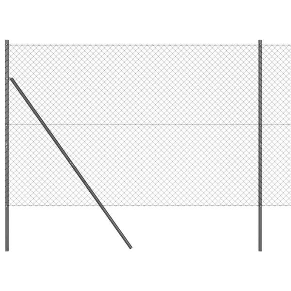Maschendrahtzaun mit 7 Pfosten 1,5x10 m Galvanisierter Stahl Grau