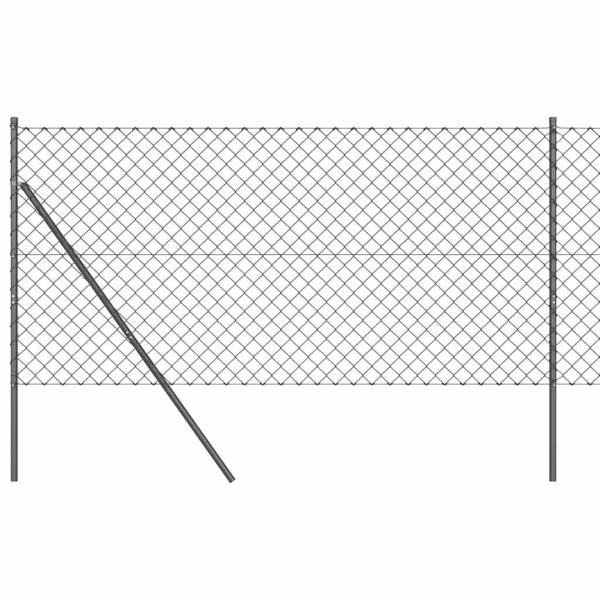 Kettengliederzaun mit 7 Pfosten 1,4x10 m Verzinkter Stahl Grau