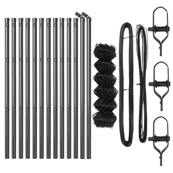 Kettengliedzaun Grau Set von 2 Grau Pulverbeschichteter Stahl