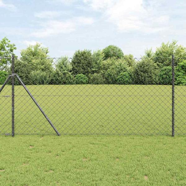 ARDEBO.de - Kettengitterzaun Set mit 2 Grau Stahl 25 x 1 m Langlebig