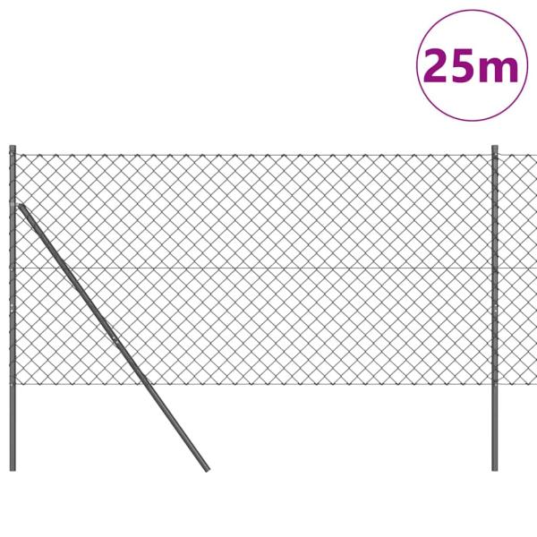 Kettengitterzaun Set mit 2 Grau Stahl 25 x 1 m Langlebig