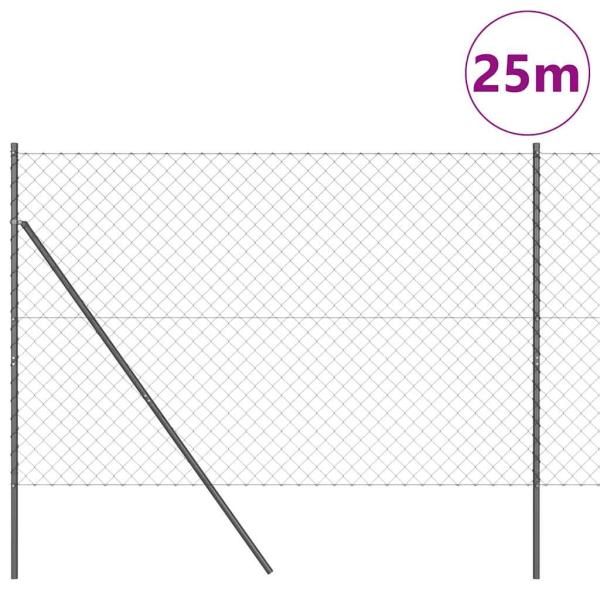 Kettenzaun Set aus 2 Grau Stahl 25 x 1,5 m Langlebig