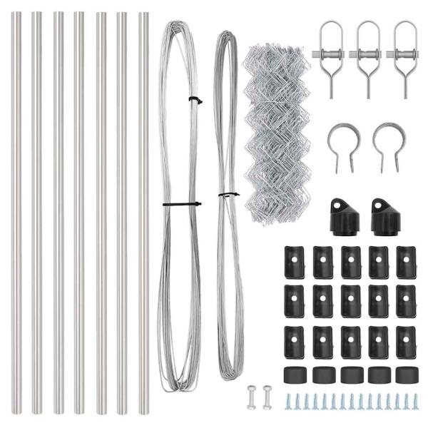 Maschendrahtzaun mit 7 Pfosten 0.6x10 m verzinkter Stahl