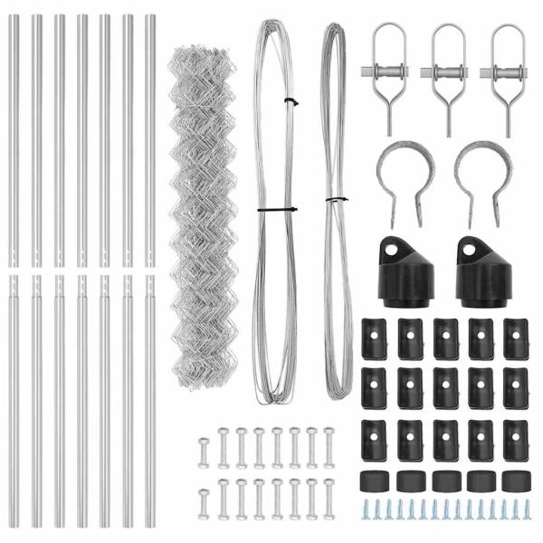 Drahtzaun mit 7 Pfosten 1x10 m galvanisierter Stahl