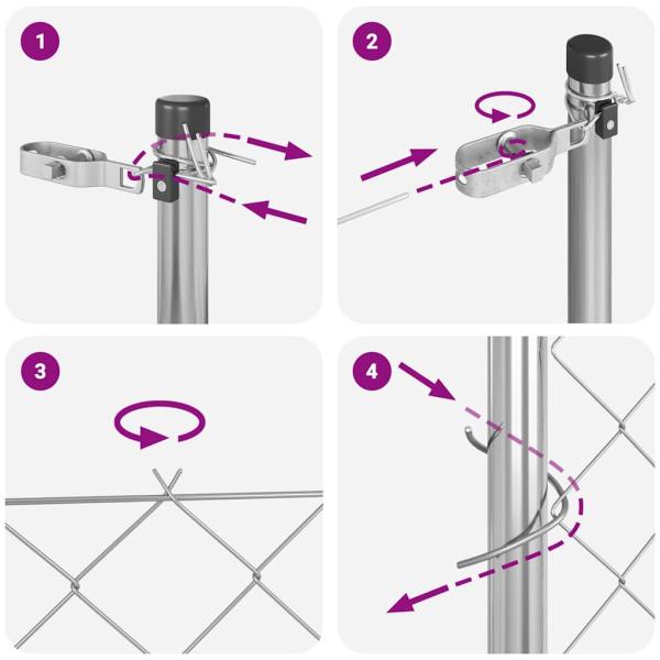 Kettenzaun mit 7 Pfosten 1,2x10 m Verzinkter Stahl