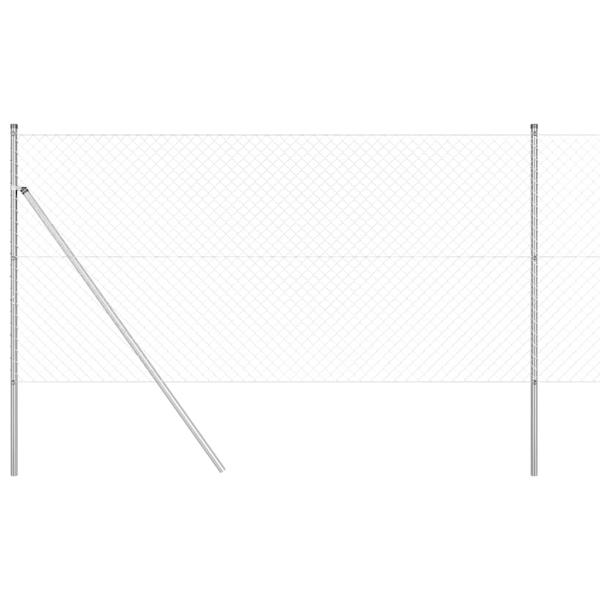 Kettengliederzaun mit 7 Pfosten 1,4x10 m galvanisierter Stahl