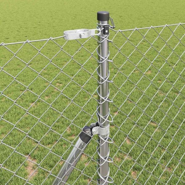Kettengliederzaun mit 7 Pfosten 1,4x10 m galvanisierter Stahl