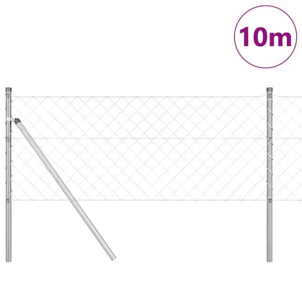 Kettenglied Zaun mit 7 Pfosten 0.6x10 m Verzinkter Stahl