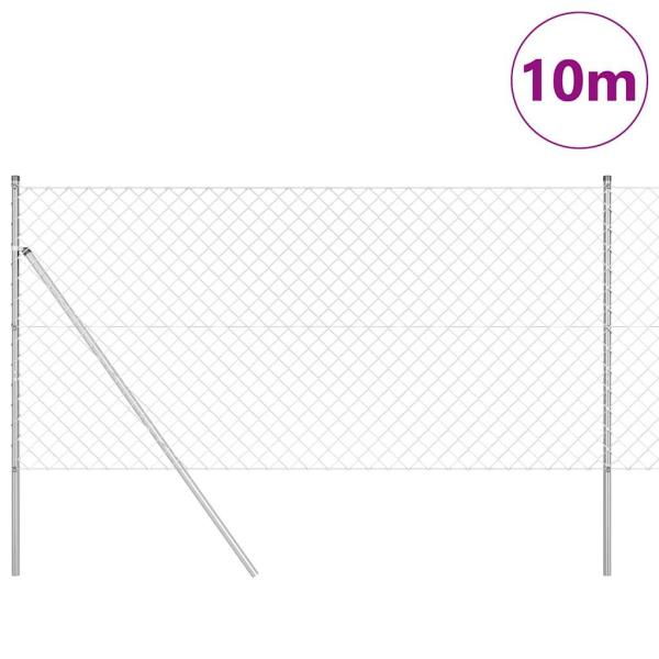 Drahtzaun mit 7 Pfosten 1,2x10 m verzinkter Stahl